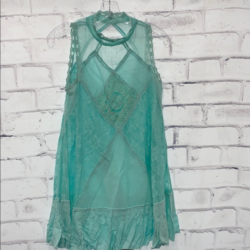 Teal lace boho sun dress